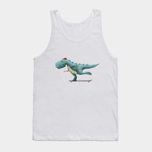 Dinosaur on a skateboard Tank Top